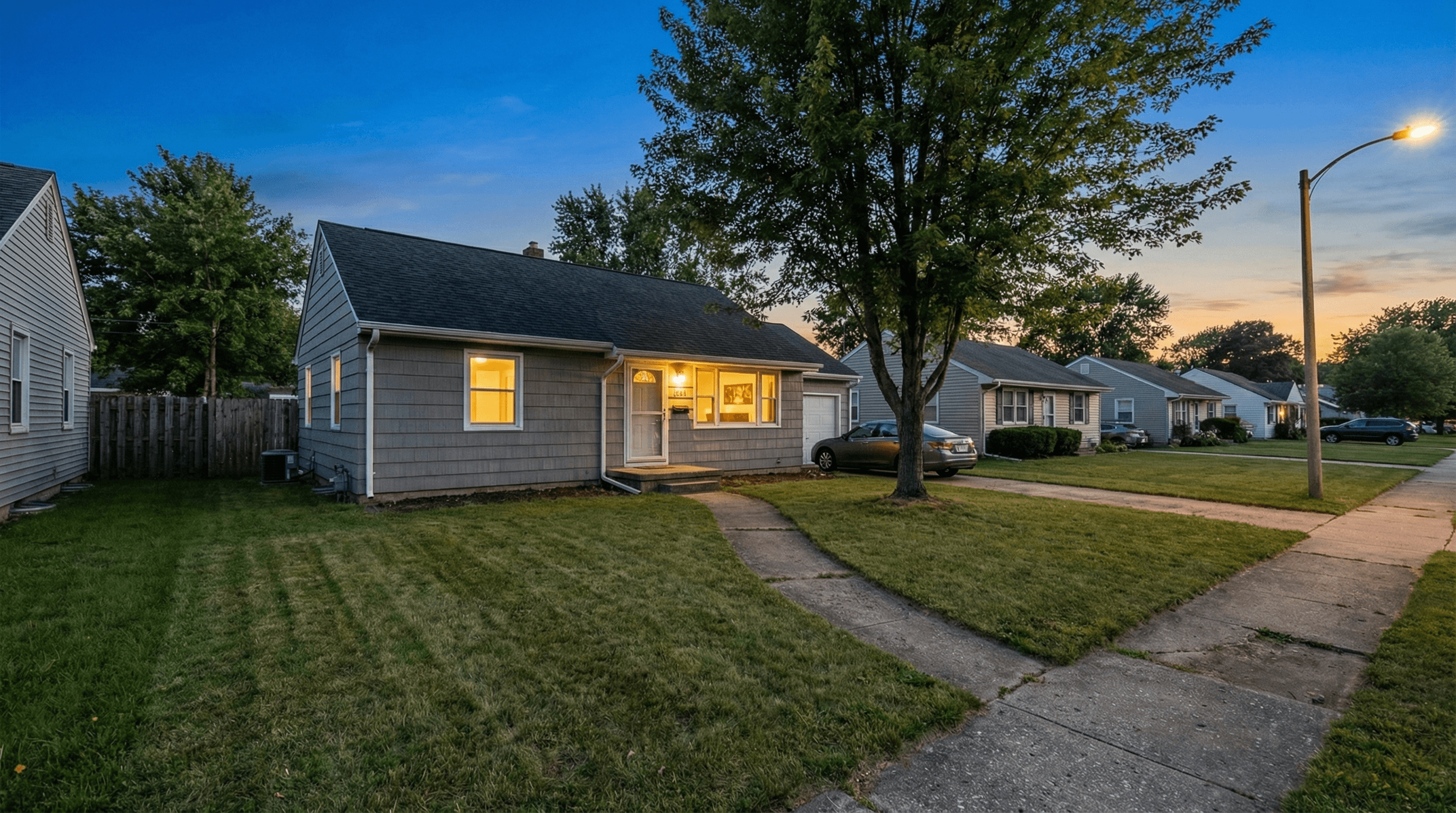 Cape cod home at dusk before lighting installation